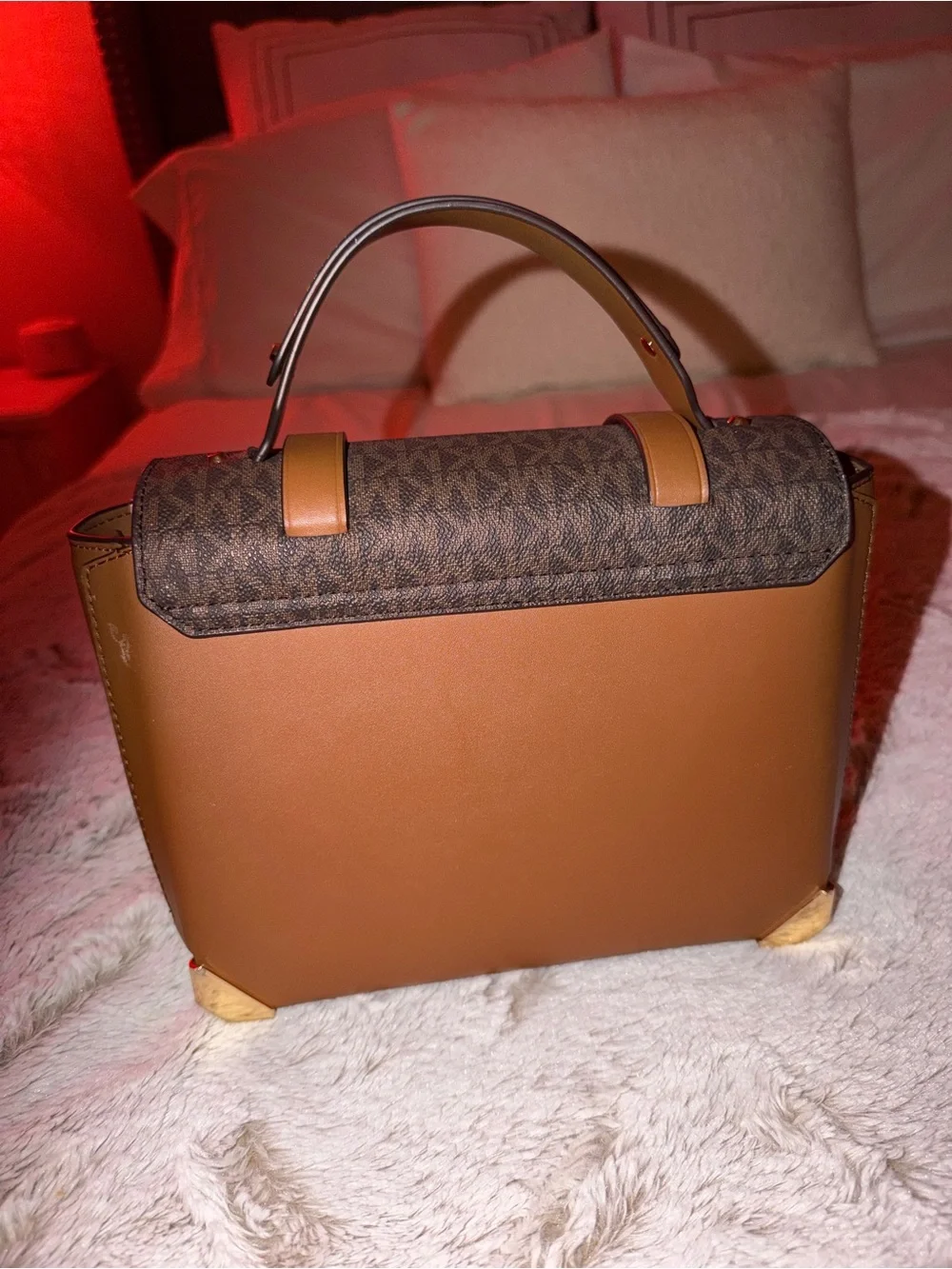 Michael Kors Brown/Tan Logo Top-Handle Satchel